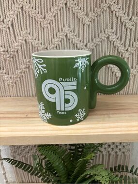 Publix 95 Years Green Ceramic Holiday Mug with Loop Handle